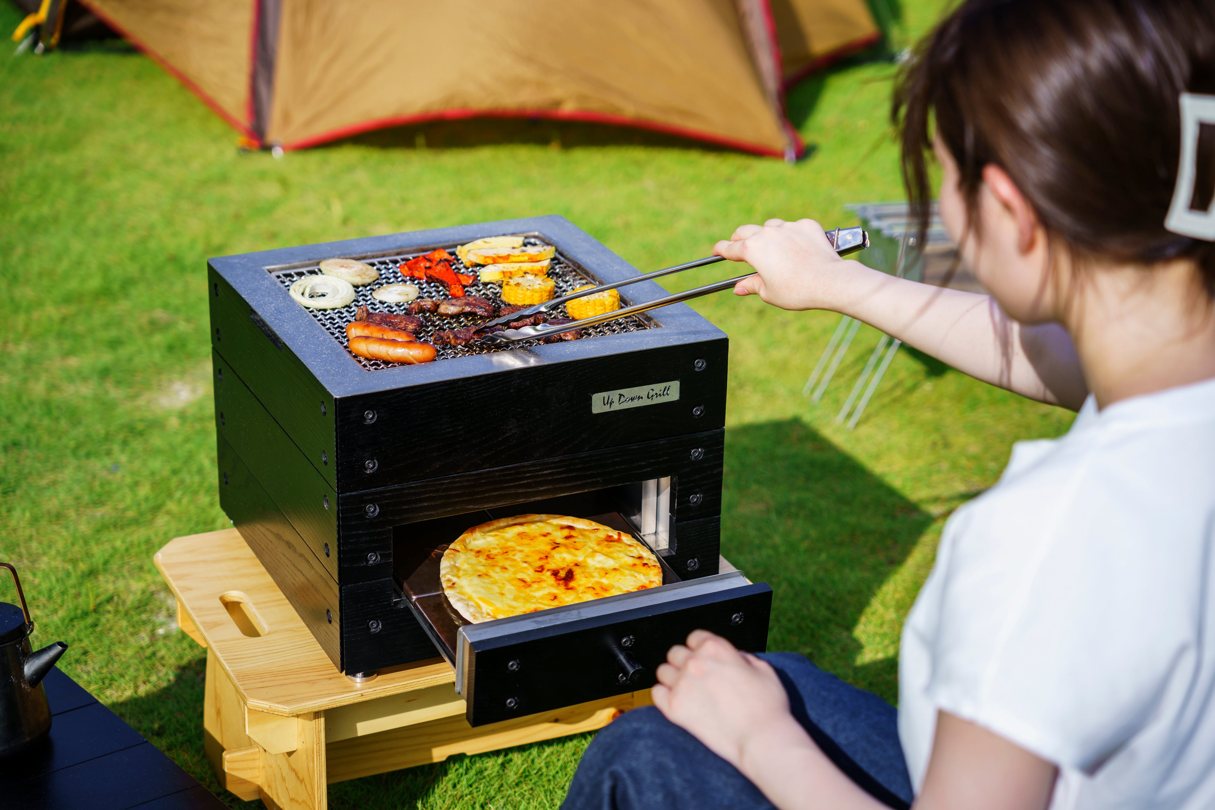 アップダウングリル/5色展開【木のピザ窯で新しいアウトドア料理体験を】